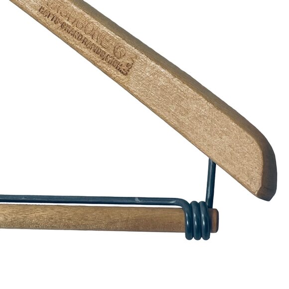 Vintage Hart Schaffner & Marx Wood Locking Suit Hanger 17" Wishbone Grand Rapids - Picture 8 of 12